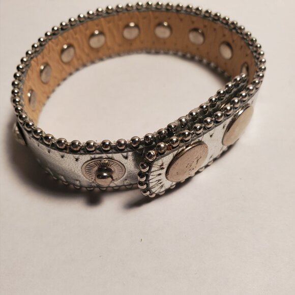 Vintage Adjustable Silver & Rhinestone Bracelet - Picture 2 of 4